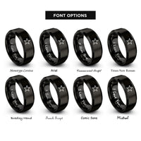 font options for inside engraving on black service star rings