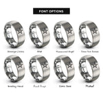 font options for inside engraving on grey service star rings