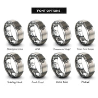 font options for inside engraving on silver service star rings