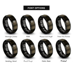 font options for inside engraving on gunmetal & black service star rings