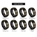 font options for inside engraving on gunmetal & black service star rings