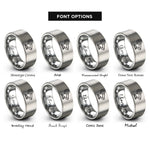 font options for inside engraving on silver servo joint rings