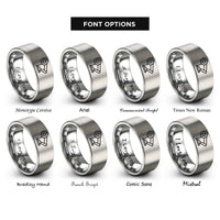 font options for inside engraving on silver servo joint rings
