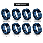 font options for inside engraving on blue sesame seeds rings