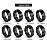 font options for inside engraving on black sesame seeds cluster rings