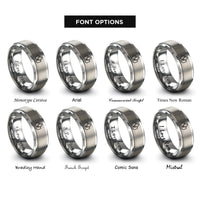 font options for inside engraving on grey sesame seeds rings