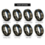 font options for inside engraving on gunmetal & blue sesame seeds rings