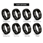 font options for inside engraving on black set arrows rings