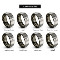font options for inside engraving on gunmetal & grey set arrows rings