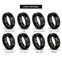 font options for inside engraving on black set square rings