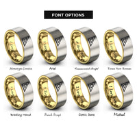 font options for inside engraving on gold & grey set square rings