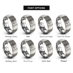 font options for inside engraving on grey setting sun waves rings