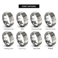 font options for inside engraving on grey setting sun waves rings