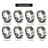 font options for inside engraving on gray setting sun waves rings