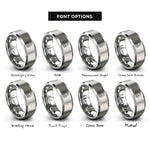font options for inside engraving on silver setting sun waves rings