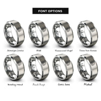 font options for inside engraving on silver setting sun waves rings