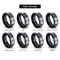 font options for inside engraving on black & blue & grey seven rings