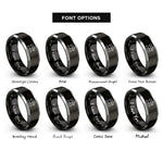 font options for inside engraving on black & gray sewing machine rings