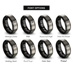 font options for inside engraving on black & gray sewing machine rings