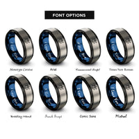 font options for inside engraving on black & blue & silver sextant rings