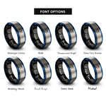 font options for inside engraving on black & blue & gray sextant rings