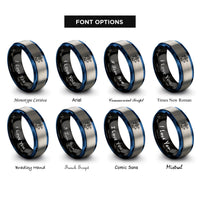 font options for inside engraving on black & blue & gray sextant rings