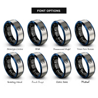 font options for inside engraving on black & blue & grey sextant rings
