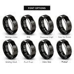 font options for inside engraving on black & silver sextant rings