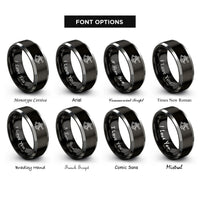 font options for inside engraving on black & grey sextant rings