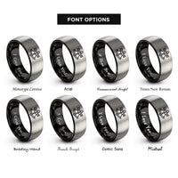 font options for inside engraving on black & silver sextant rings
