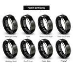 font options for inside engraving on black & silver sextant rings
