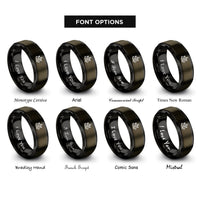 font options for inside engraving on gunmetal & black sextant rings