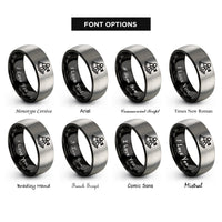 font options for inside engraving on black & silver sextant icon rings