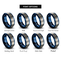 font options for inside engraving on blue & grey sextile rings