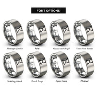 font options for inside engraving on grey sextile rings