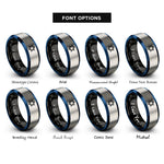 font options for inside engraving on black & blue & silver sextile star rings