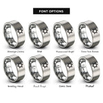 font options for inside engraving on gray sextile star rings