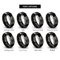 font options for inside engraving on black & gray sfo rings
