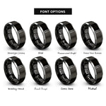 font options for inside engraving on black & silver shabbat candles rings