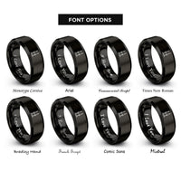 font options for inside engraving on black shabbat candles rings