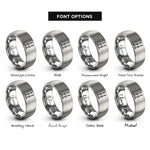 font options for inside engraving on gray shabbat candles rings