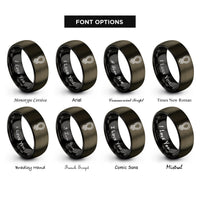 font options for inside engraving on gunmetal & black shackle knot rings
