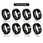 font options for inside engraving on black shadowy caped figure rings
