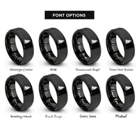 font options for inside engraving on black shadowy caped figure rings