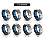 font options for inside engraving on black & blue & gray shaker bottle rings