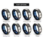 font options for inside engraving on black & blue & gray shaker bottle rings