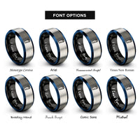 font options for inside engraving on black & blue & silver shaker bottle rings