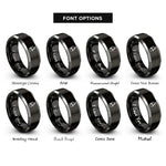 font options for inside engraving on black & silver shako plume rings