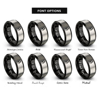 font options for inside engraving on black & silver shako plume rings