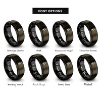 font options for inside engraving on gunmetal & black shako plume rings
